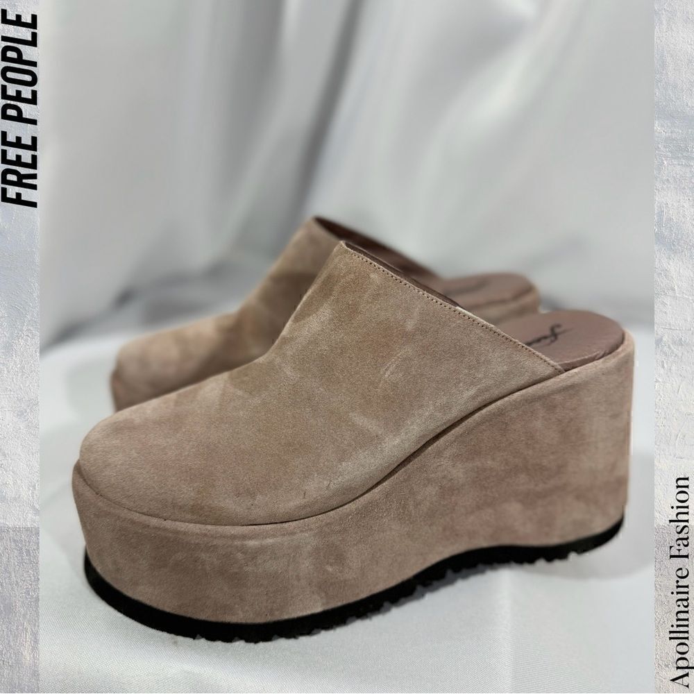 FREE PEOPLE AVERY PLATFORM MULES IN BEIGE NWT SIZE 41